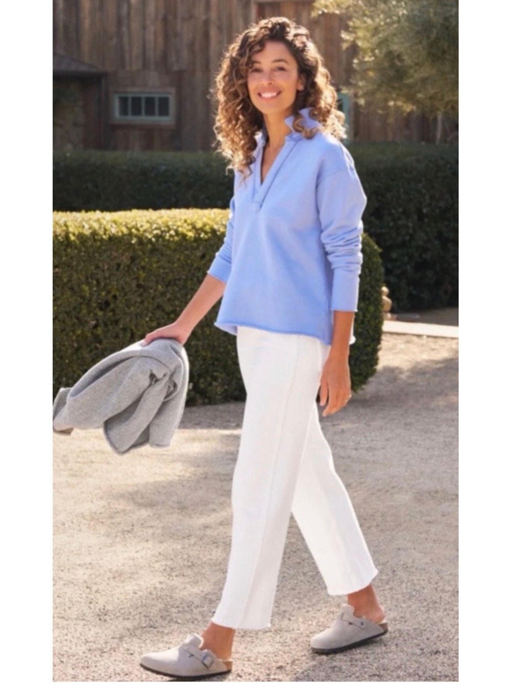 Frank & Eileen Patrick Popover Henley Sweatshirt in Blue (Frost) S New! - Picture 3 of 4
